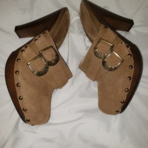 DANA BUCHNAN suede leather studded clogs